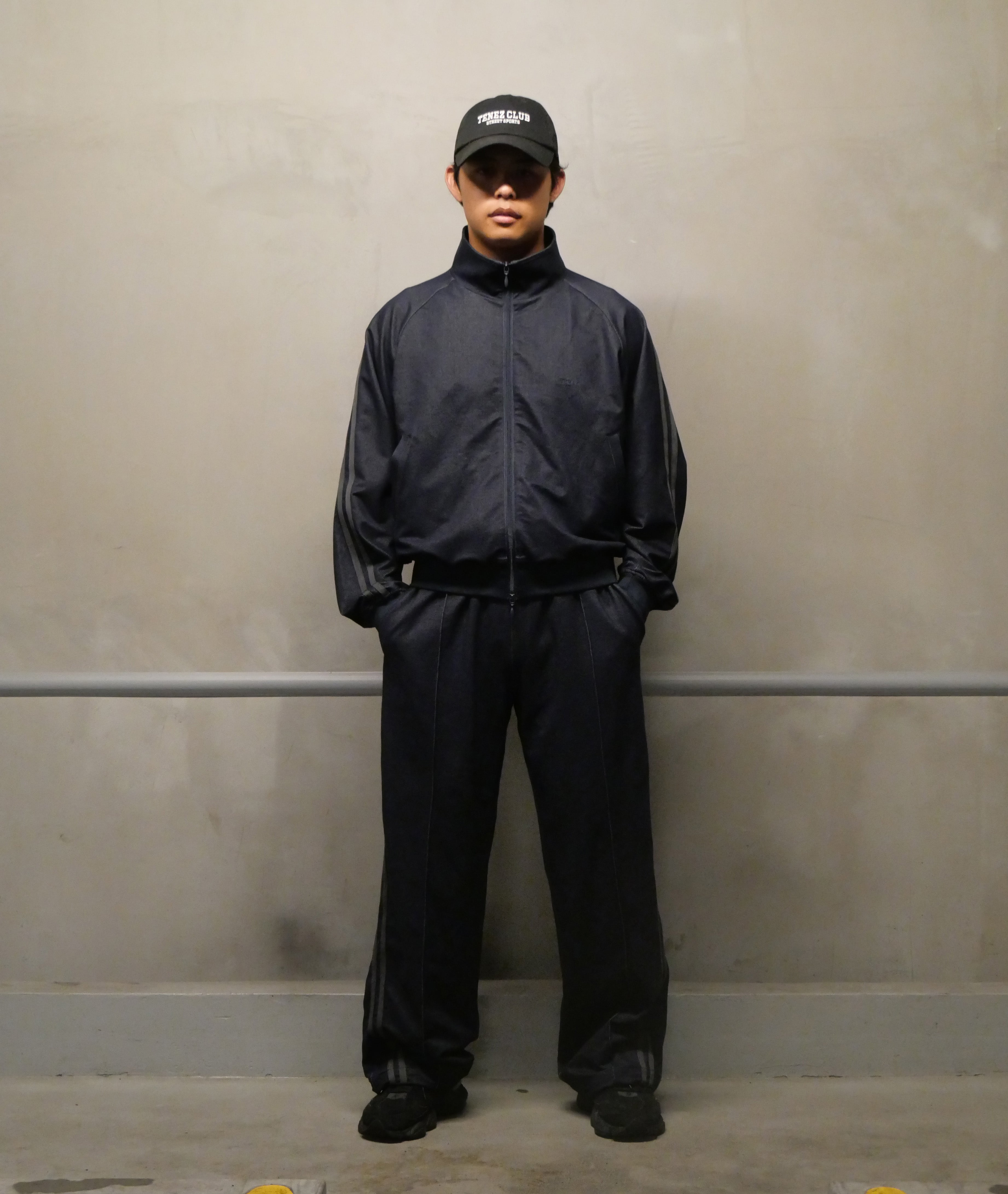 デニム風ジャージ ユニセックス トラックパンツ0144. Track Pants Two