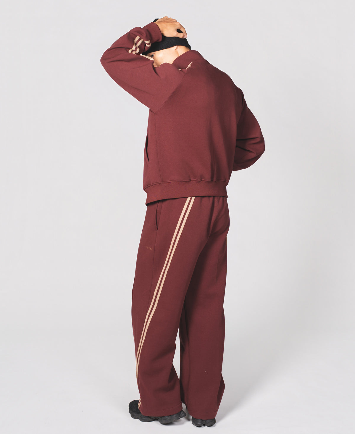 【セットアップ 】0141. & 0143. TENEZ Track Jacket & Pants Two Stripes SET UP (エンジ)