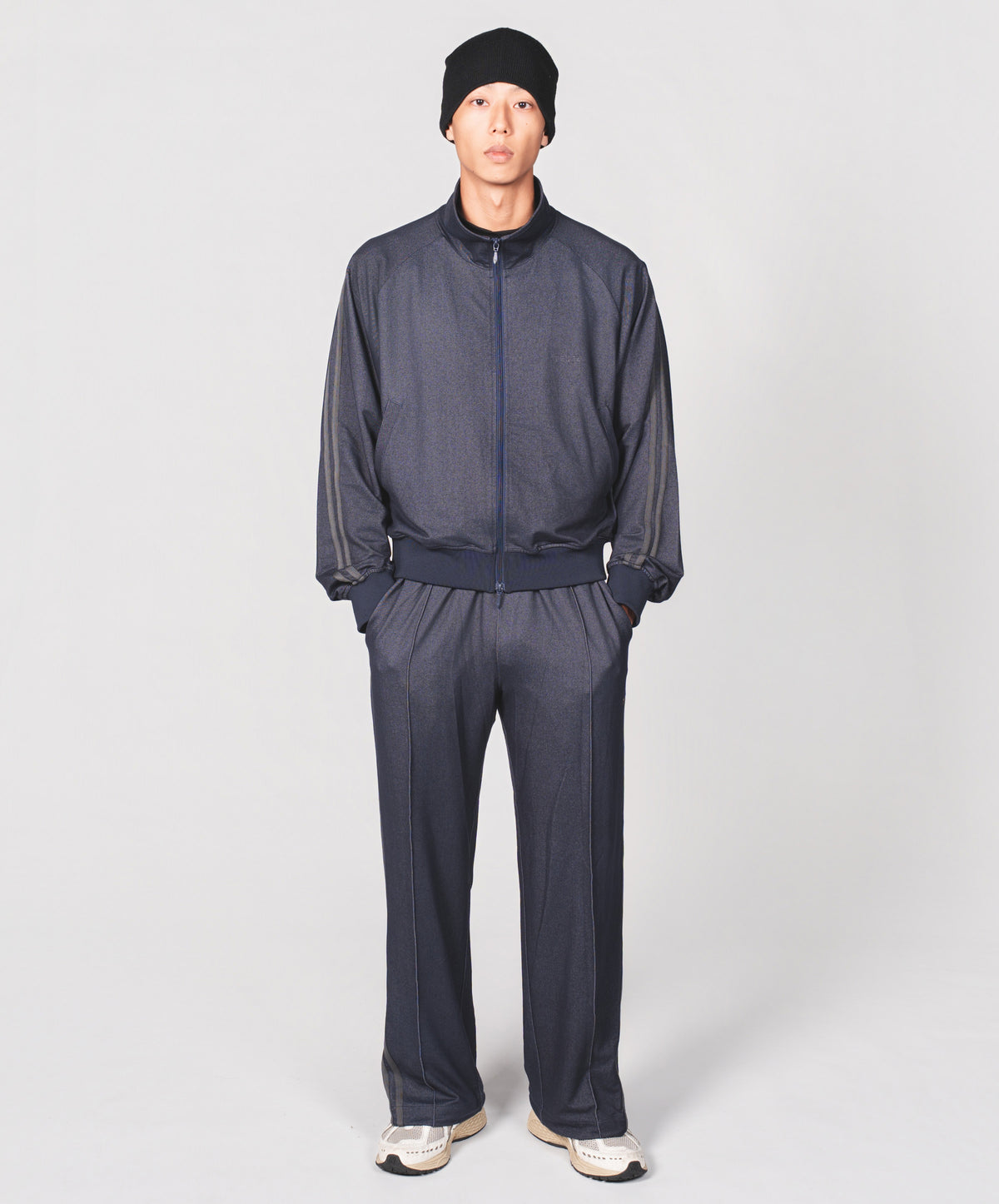【セットアップ 】0142. & 0144. TENEZ Track Jacket & Pants Two Stripes SET UP (デニム風)