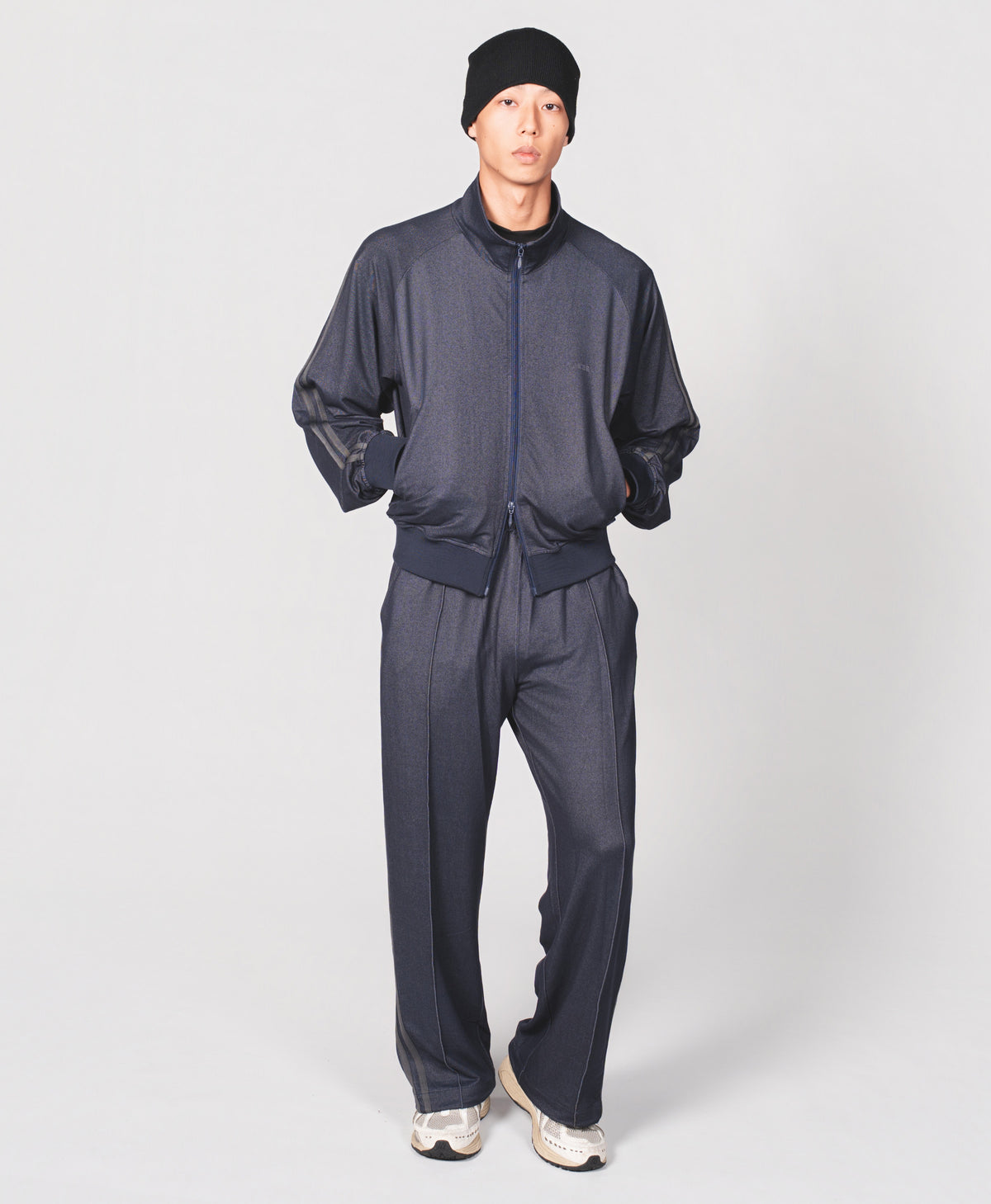 【セットアップ 】0142. & 0144. TENEZ Track Jacket & Pants Two Stripes SET UP (デニム風)