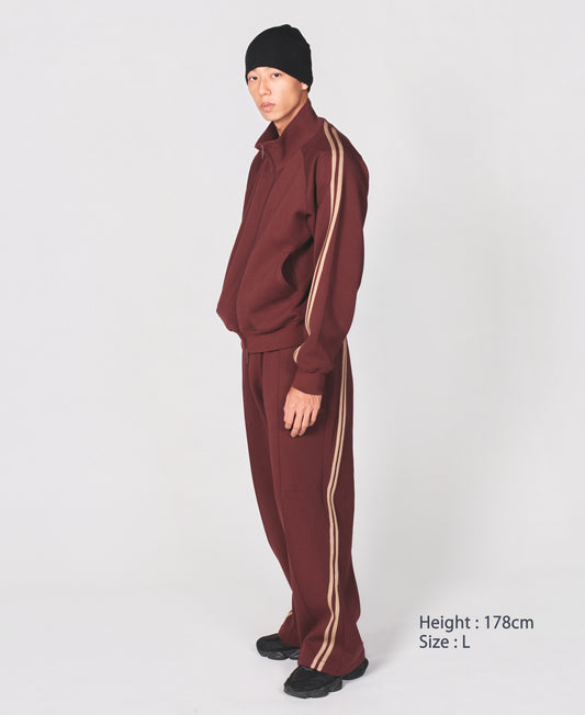 【セットアップ 】0141. & 0143. TENEZ Track Jacket & Pants Two Stripes SET UP (エンジ)