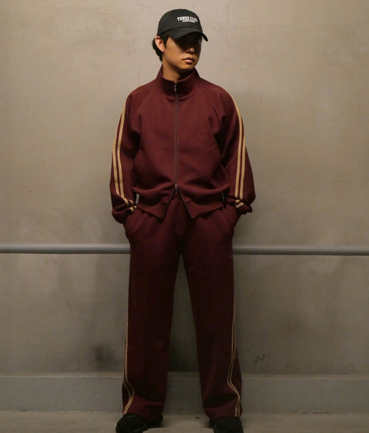 【セットアップ 】0141. & 0143. TENEZ Track Jacket & Pants Two Stripes SET UP (エンジ)