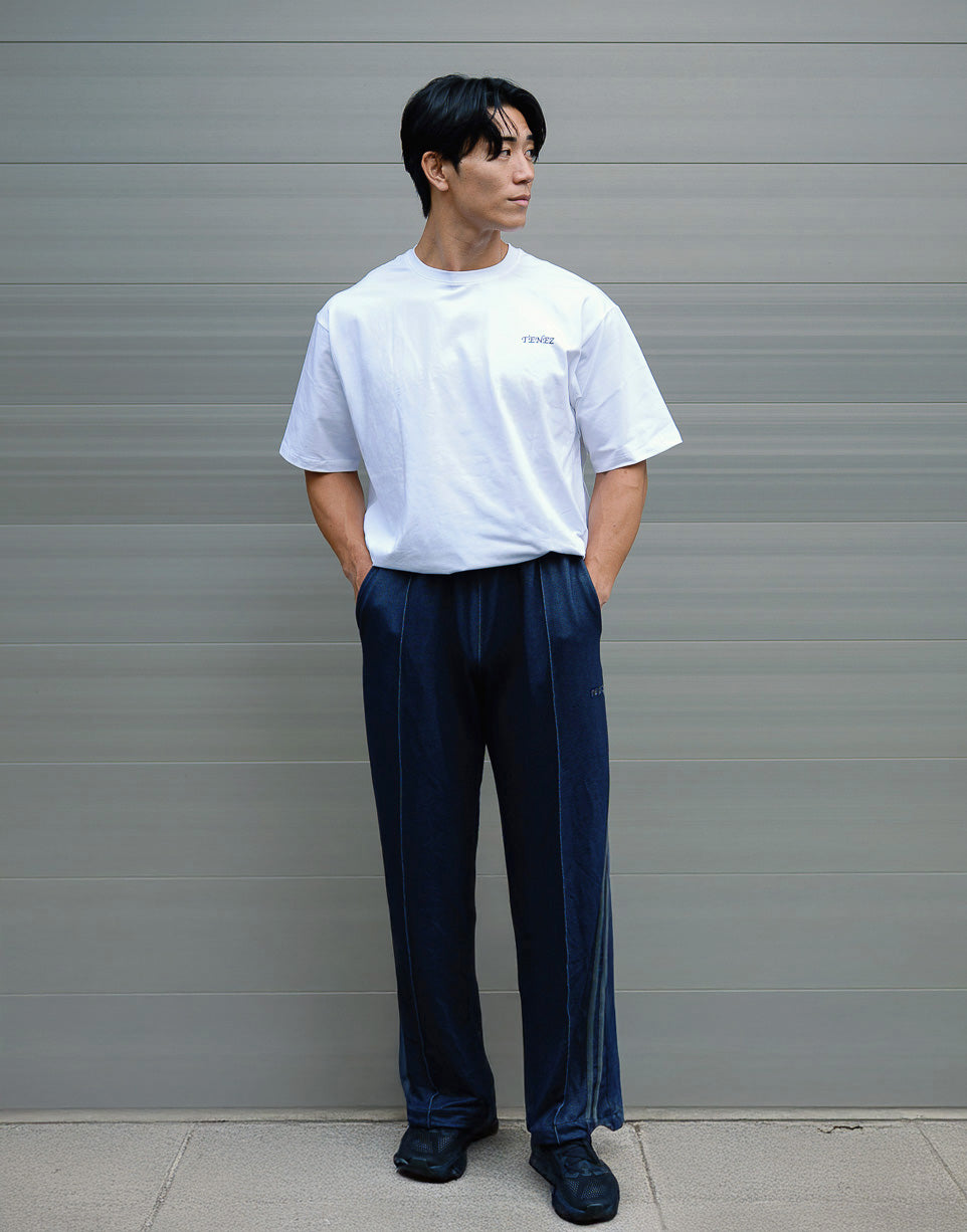 0144. TENEZ Track Pants Two Stripes (デニム風)