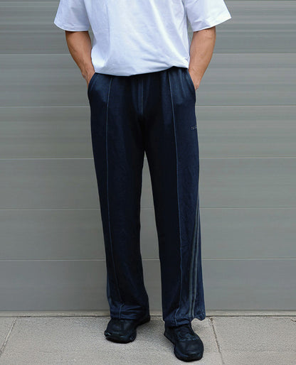 0144. TENEZ Track Pants Two Stripes (デニム風)