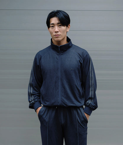 【セットアップ 】0142. & 0144. TENEZ Track Jacket & Pants Two Stripes SET UP (デニム風)