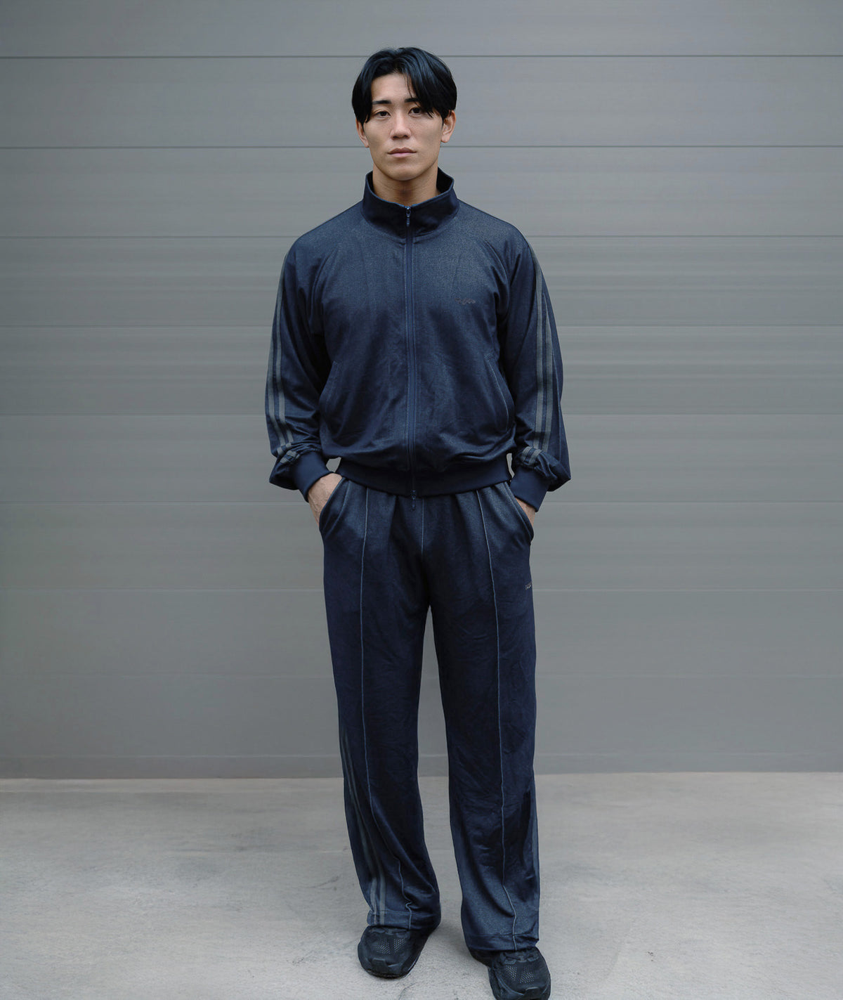 0142. Track Jacket Two Stripes (デニム風)