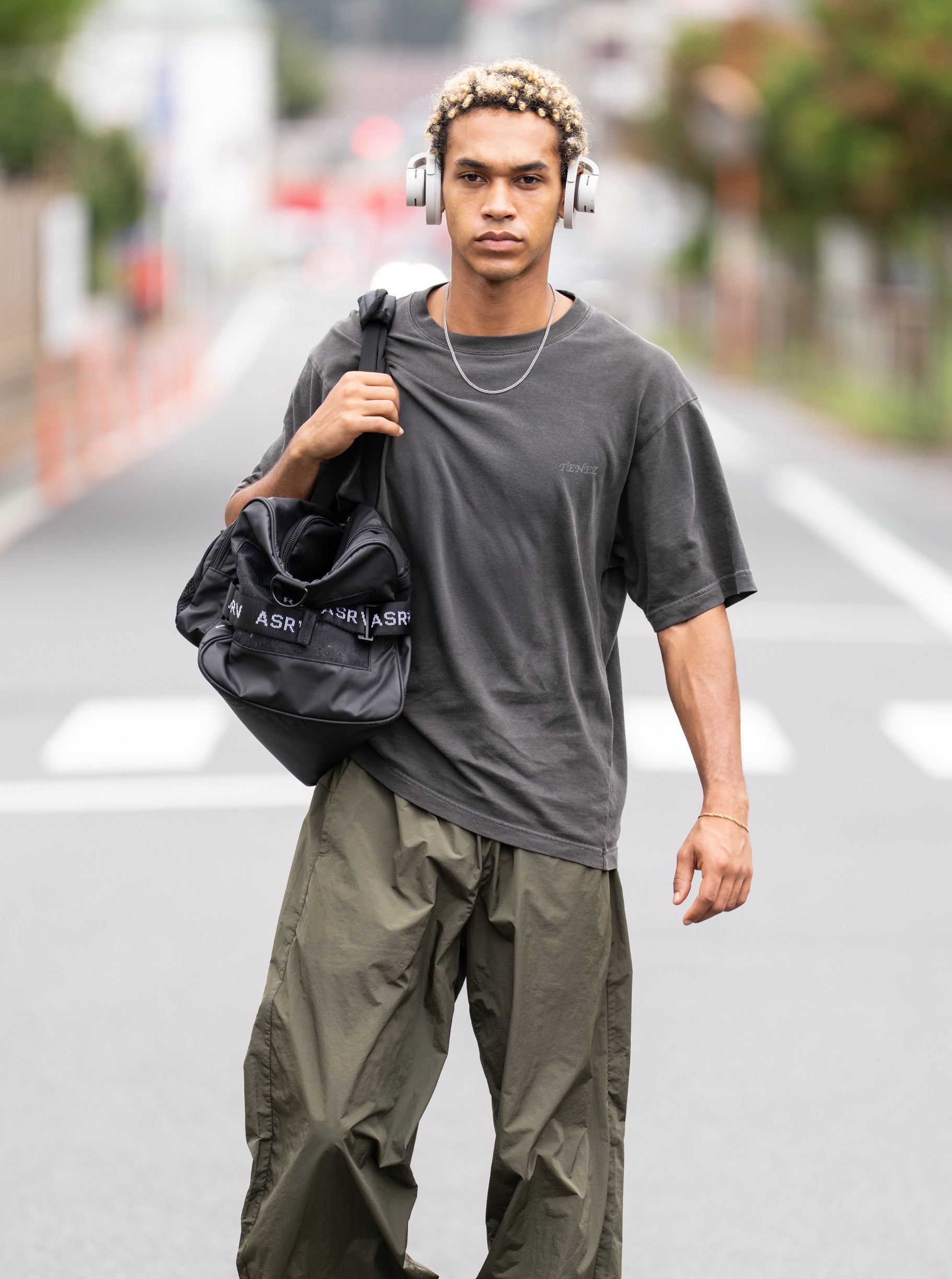 ユニセックス 色褪せ加工 薄手ストリートTシャツ 0079. AFTER-TRAINING